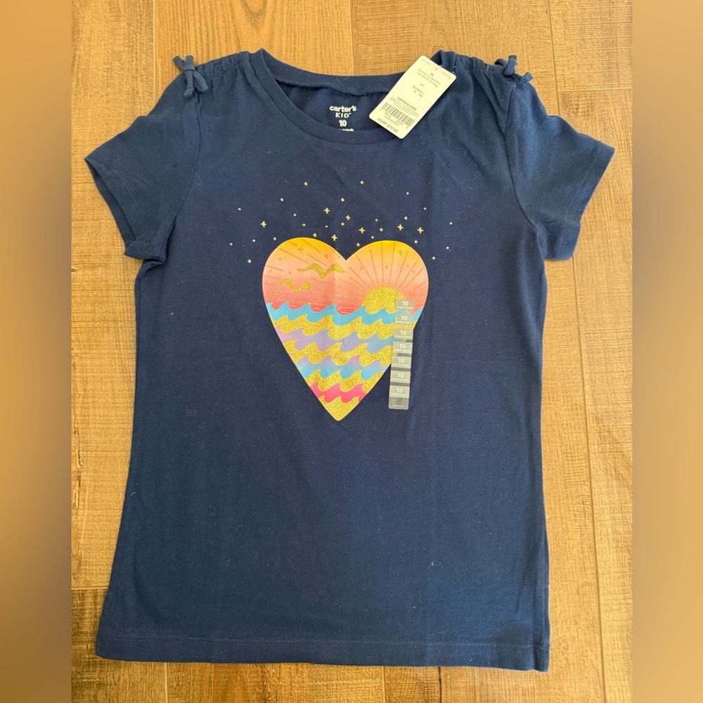 Carter's Navy Tee with Colorful Heart Design